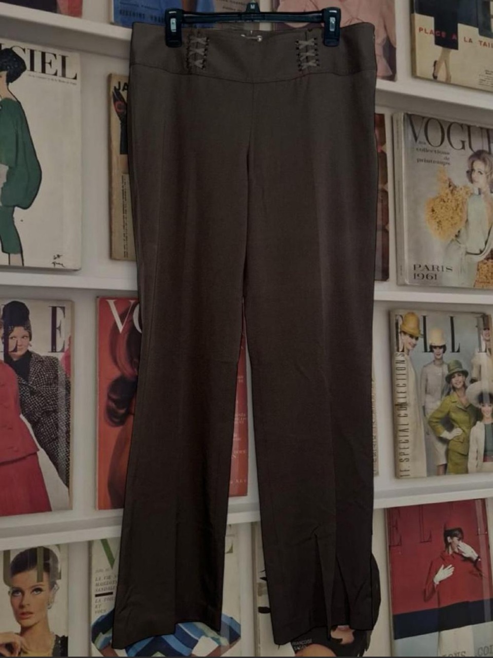 Vintage Y2K Nine West Chocolate brown Trousers with laceup detailed waistband